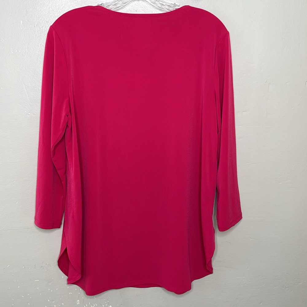 SUSAN GRAVER Modern Essentials Liquid Knit 3/4 Sleeves Tunic Fuchsia QVC Small - Picture 2 of 9